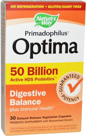Primadophilus Optima, Digestive Balance, 50 Billion, 30 Delayed Release Veggie Caps by Natures Way-Kosttillskott, Probiotika, Stabiliserade Probiotika