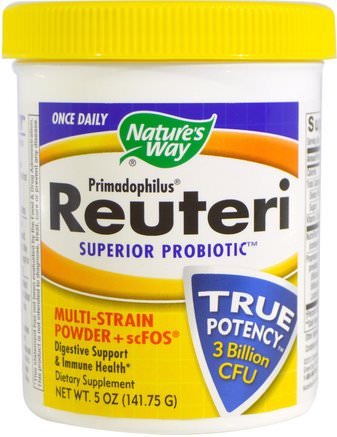 Primadophilus, Reuteri Superior Probiotic, Multi-Strain Powder + scFOS, 5 oz (141.75 g) by Natures Way-Kosttillskott, Probiotika, Stabiliserade Probiotika