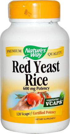 Red Yeast Rice, 600 mg, 120 Veggie Caps by Natures Way-Kosttillskott, Rött Jästris
