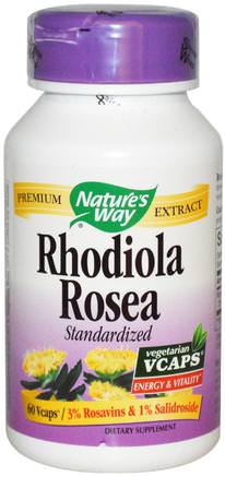 Rhodiola Rosea, Standardized, 60 Veggie Caps by Natures Way-Örter, Rhodiola Rosea, Adaptogen