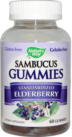Sambucus Gummies, Standardized Elderberry, 60 Gummies by Natures Way-Hälsa, Kall Influensa Och Viral, Elderberry (Sambucus)