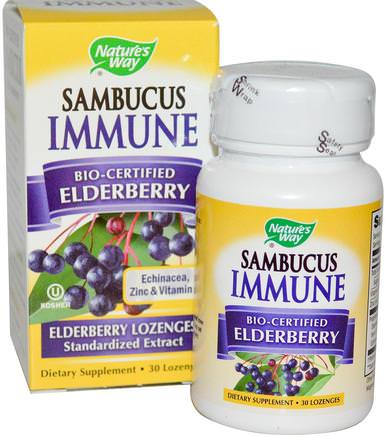Sambucus Immune, Bio-Certified Elderberry Lozenges, 30 Lozenges by Natures Way-Hälsa, Kall Influensa Och Viral, Elderberry (Sambucus)