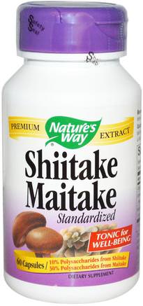 Shiitake Maitake, Standardized, 60 Capsules by Natures Way-Kosttillskott, Medicinska Svampar, Maitake-Svampar