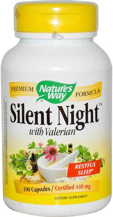 Silent Night with Valerian, 440 mg, 100 Capsules by Natures Way-Kosttillskott, Sömn, Valerian
