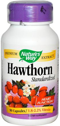 Standardized Hawthorn, 90 Veggie Caps by Natures Way-Hälsa, Hjärtkardiovaskulär Hälsa, Hjärtsupport, Blodtryck