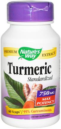 Turmeric Standardized, 750 mg, 60 Veggie Caps by Natures Way-Kosttillskott, Antioxidanter, Curcumin