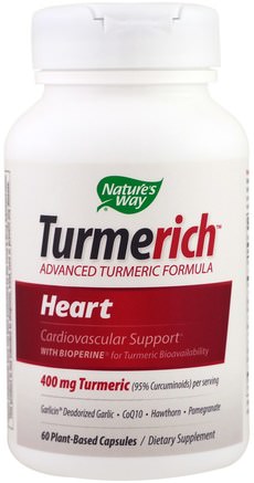 Turmerich, Heart, 400 mg, 60 Plant-Based Capsules by Natures Way-Kosttillskott, Antioxidanter, Curcumin