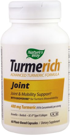 Turmerich, Joint, 400 mg, 60 Plant-Based Capsules by Natures Way-Kosttillskott, Antioxidanter, Curcumin