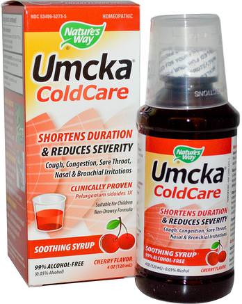 Umcka, ColdCare, Cherry Flavor, 4 fl oz (120 ml) by Natures Way-Kosttillskott, Hälsa, Kall Influensa Och Virus