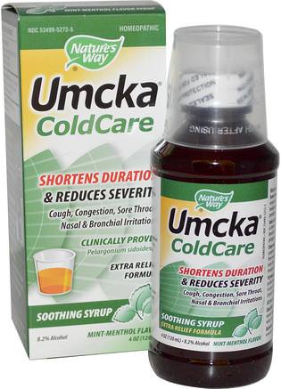 Umcka, ColdCare, Mint-Menthol Flavor, 4 oz (120 ml) by Natures Way-Kosttillskott, Hälsa, Kall Influensa Och Virus