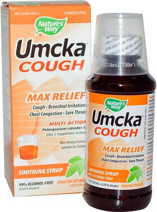 Umcka Cough, Max Relief, Soothing Syrup, 4 oz (120 ml) by Natures Way-Hälsa, Kall Influensa Och Virus, Kall Och Influensa