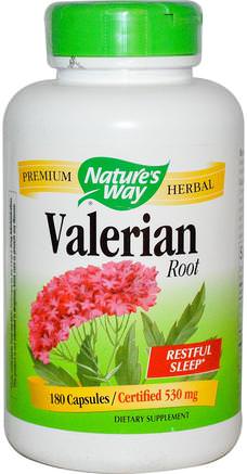 Valerian Root, 530 mg, 180 Capsules by Natures Way-Örter, Valerianer
