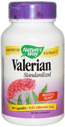 Valerian, Standardized, 90 Capsules by Natures Way-Örter, Valerianer
