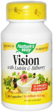 Vision, With Lutein & Bilberry, 443 mg, 60 Capsules by Natures Way-Kosttillskott, Antioxidanter, Lutein