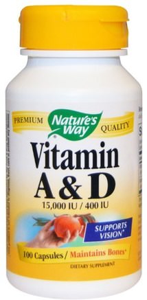 Vitamin A and D, 15.000 IU / 400 IU, 100 Capsules by Natures Way-Vitaminer, Vitamin A