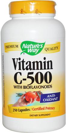 Vitamin C-500, with Bioflavonoids, 250 Capsules by Natures Way-Kosttillskott, Antioxidanter, Vitaminer