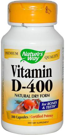 Vitamin D-400, Natural Dry Form, 100 Capsules by Natures Way-Vitaminer, Tillskott