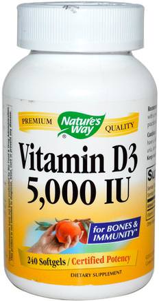 Vitamin D3, 5000 IU, 240 Softgels by Natures Way-Vitaminer, Vitamin D3