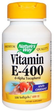 Vitamin E, 400 IU, 100 Softgels by Natures Way-Vitaminer, Vitamin E