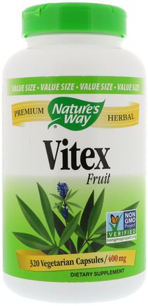 Vitex Fruit, 400 mg, 320 Vegetarian Capsules by Natures Way-Hälsa, Kvinnor, Kysk Bär