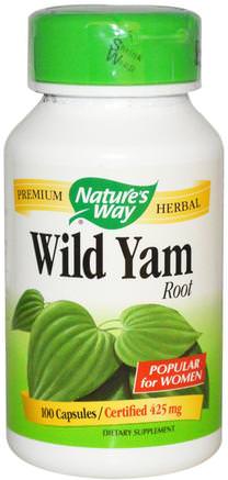 Wild Yam, Root, 425 mg, 100 Capsules by Natures Way-Hälsa, Kvinnor, Vild Yam