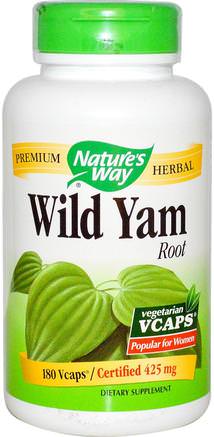 Wild Yam Root, 425 mg, 180 Veggie Caps by Natures Way-Hälsa, Kvinnor, Vild Yam