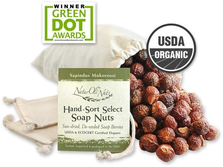Organic Hand-Sort Select Soap Nuts With 1 Muslin Drawstring Bags, 16 oz by NaturOli-Hem, Tvätt, Hushållsrengöringsmedel