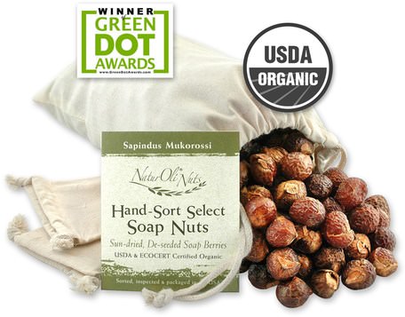 Organic Hand-Sort Select Soap Nuts With 2 Muslin Drawstring Bags, 32 oz by NaturOli-Hem, Tvätt, Hushållsrengöringsmedel