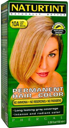 Permanent Hair Color, 10A Light Ash Blonde, 5.28 fl oz (170 ml) by Naturtint-Bad, Skönhet, Hår, Hårbotten, Hårfärg