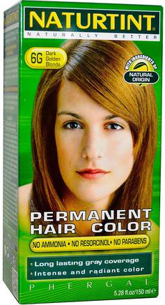 Permanent Hair Color, 6G Dark Golden Blonde, 5.28 fl oz (150 ml) by Naturtint-Bad, Skönhet, Hår, Hårbotten, Hårfärg