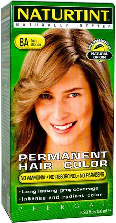Permanent Hair Color, 8A Ash Blonde, 5.28 fl oz (150 ml) by Naturtint-Bad, Skönhet, Hår, Hårbotten, Hårfärg