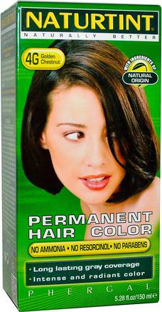 Permanent Hair Colorant, 4G Golden Chestnut, 5.28 fl oz (150 ml) by Naturtint-Bad, Skönhet, Hår, Hårbotten, Hårfärg