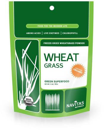 Organic Wheat Grass, Freeze-Dried Wheatgrass Powder, 1 oz (28 g) by Navitas Organics-Kosttillskott, Superfoods, Vete Gräs