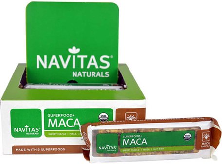 Superfood + Maca, Maca Maple Nut Bar, 12 Bars, 16.8 oz (480 g) by Navitas Organics-Kosttillskott, Superfoods, Näringsrika Barer