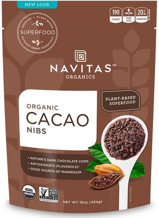Organic Cacao Nibs, 16 oz (454 g) by Navitas Organics-Mat, Kakao (Kakao) Choklad