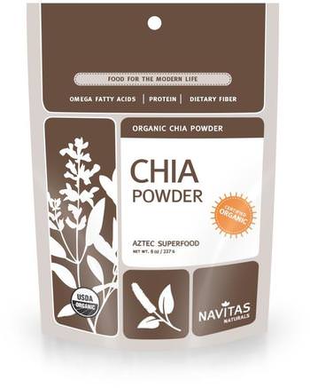 Organic Chia Powder, 8 oz (227 g) by Navitas Organics-Kosttillskott, Efa Omega 3 6 9 (Epa Dha), Chia Frön