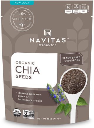 Organic Chia Seeds, 16 oz (454 g) by Navitas Organics-Kosttillskott, Efa Omega 3 6 9 (Epa Dha), Chia Frön