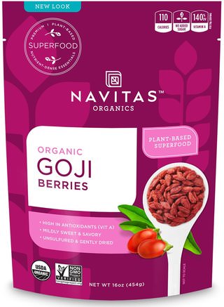Organic Goji Berries, 16 oz (454 g) by Navitas Organics-Kosttillskott, Adaptogen, Torkad Frukt