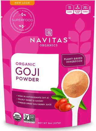 Organic Goji Powder, 8 oz (227 g) by Navitas Organics-Kosttillskott, Fruktkomponenter, Superfrukt, Adaptogen