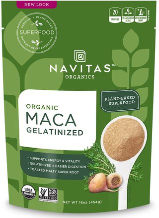 Organic Maca, Gelatinized, 16 oz (454 g) by Navitas Organics-Hälsa, Män, Maca, Kosttillskott, Adaptogen