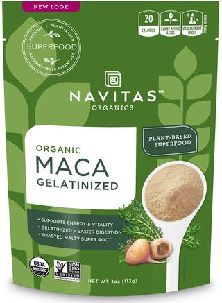 Organic Maca, Gelatinized, 4 oz (113 g) by Navitas Organics-Hälsa, Män, Maca, Kosttillskott, Adaptogen