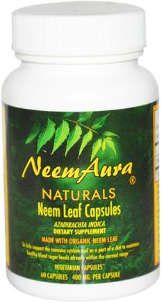 Neem Leaf Capsules, 400 mg, 60 Capsules by Neemaura Naturals Inc-Sverige