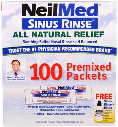 Sinus Rinse, All Natural Relief, 100 Premixed Packets by NeilMed-Hälsa, Nasal Hälsa, Nasal