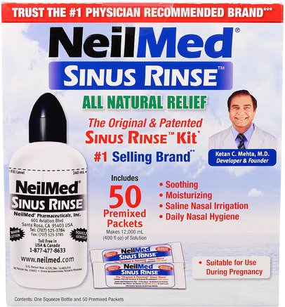 The Original & Patented Sinus Rinse Kit, 50 Premixed Packets, 1 Kit by NeilMed-Hälsa, Nasal Hälsa, Nasal