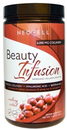Beauty Infusion, Refreshing Collagen Drink Mix, Cranberry Cocktail, 11.64 oz (330 g) by Neocell-Hälsa, Kvinnor, Hyaluronic, Skönhet