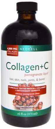 Collagen +C Pomegranate Liquid, 16 fl oz (473 ml) by Neocell-Hälsa, Ben, Osteoporos, Kollagen