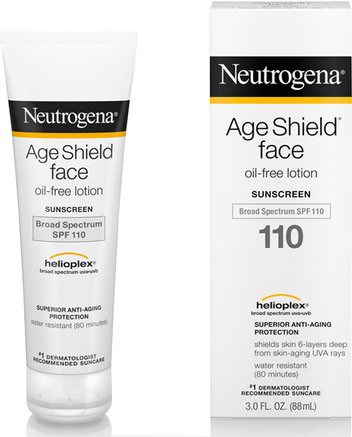Age Shield Face, Oil-Free Sunscreen, SPF 110, 3 fl oz (88 ml) by Neutrogena-Bad, Skönhet, Solskyddsmedel, Spf 50-75