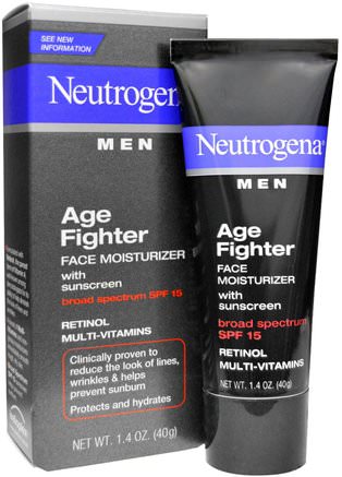 Men, Age Fighter Face Moisturizer with Sunscreen, SPF 15, 1.4 oz (40 g) by Neutrogena-Skönhet, Hudvård, Ansiktsvård, Krämer Lotioner, Serum, Retinol Hud