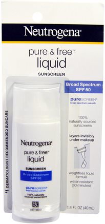 Pure & Free Liquid Sunscreen, SPF 50, 1.4 fl oz (40 ml) by Neutrogena-Bad, Skönhet, Solskyddsmedel, Spf 50-75, Ansiktsvård