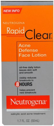 Rapid Clear, Acne Defense Face Lotion, 1.7 fl oz (50 ml) by Neutrogena-Skönhet, Ansiktsvård, Neutrogena Akne